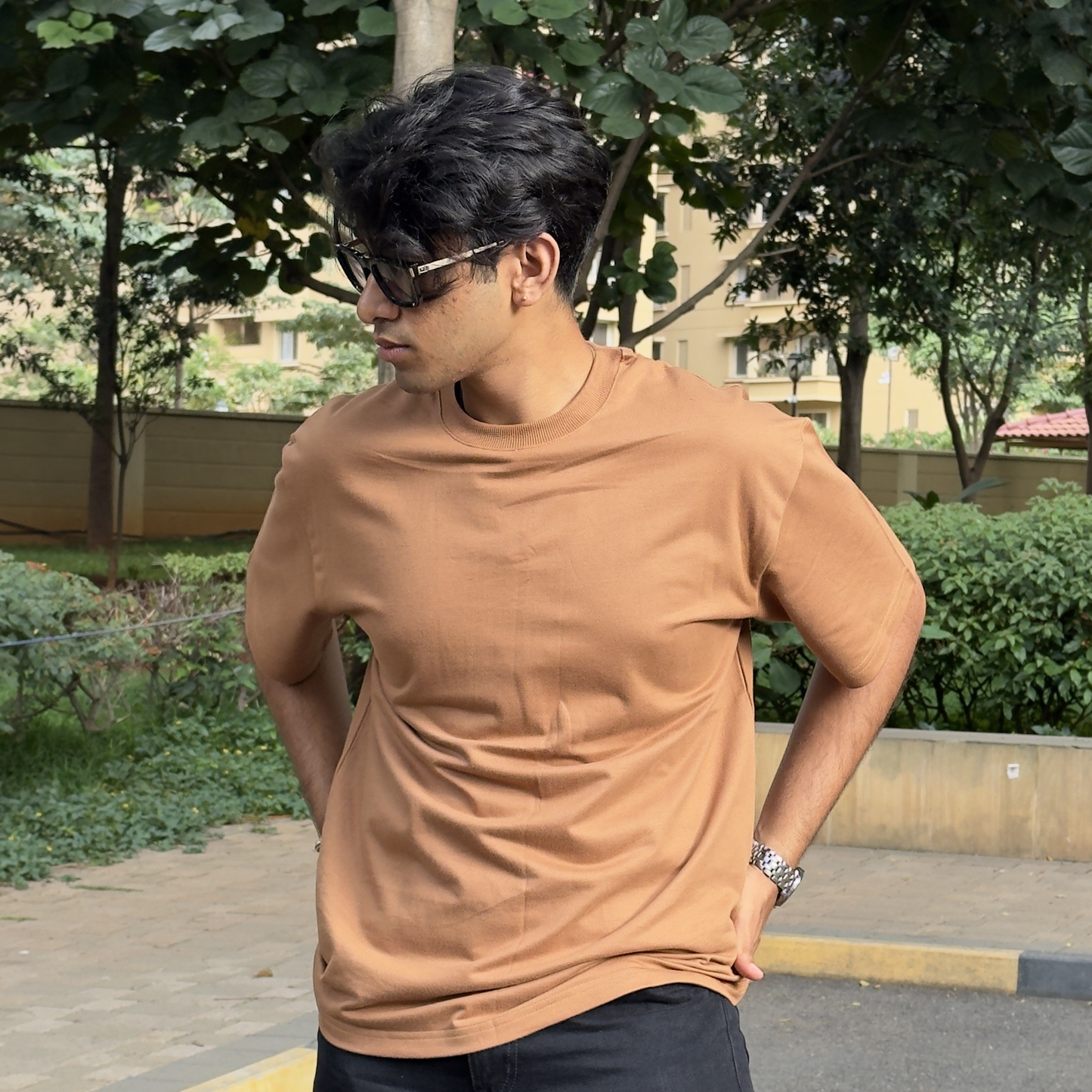 Camel Brown Oversized Tee